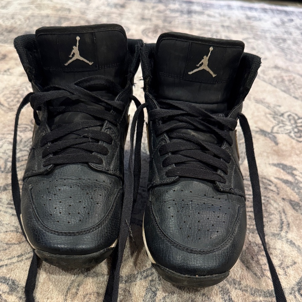 Jordan Black and Cream High-Top Sneakers